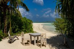 Soneva Jani Table and Chairs on Beach